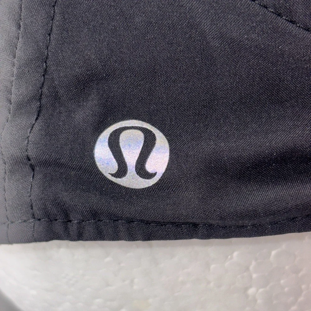 Lululemon Logo Womens One Size Black Adjustable Running Cap Lightweight Stretch